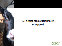 3. Format du questionnaire 
et rapport

