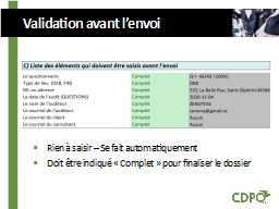  Validation avant l’envoi