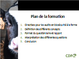 Plan de la formation